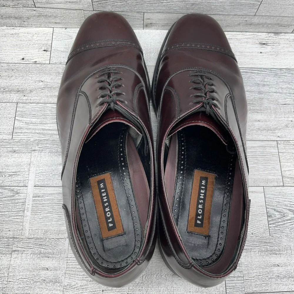 Florsheim Lexington Burgundy Leather Cap Toe Oxford Dress Shoes Men‎ Size 11.5D